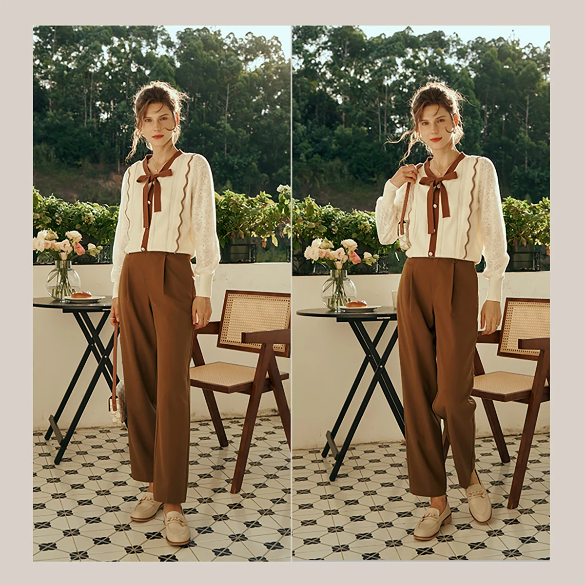 

Женский кардиган с бантом OLrain, ранняя осень 2025, новый ретро-мягкий восковой свитер на шнуровке, свободные вязаные топы с длинными рукавами O23QM83529