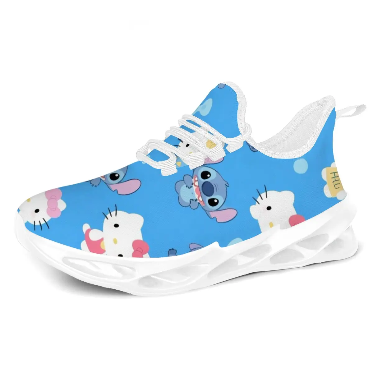 Scarpe da donna Disney Scarpe da ginnastica blu cartone animato con punto Hello Kitty Moda sportiva da passeggio Scarpe basse da tennis casual per uomo