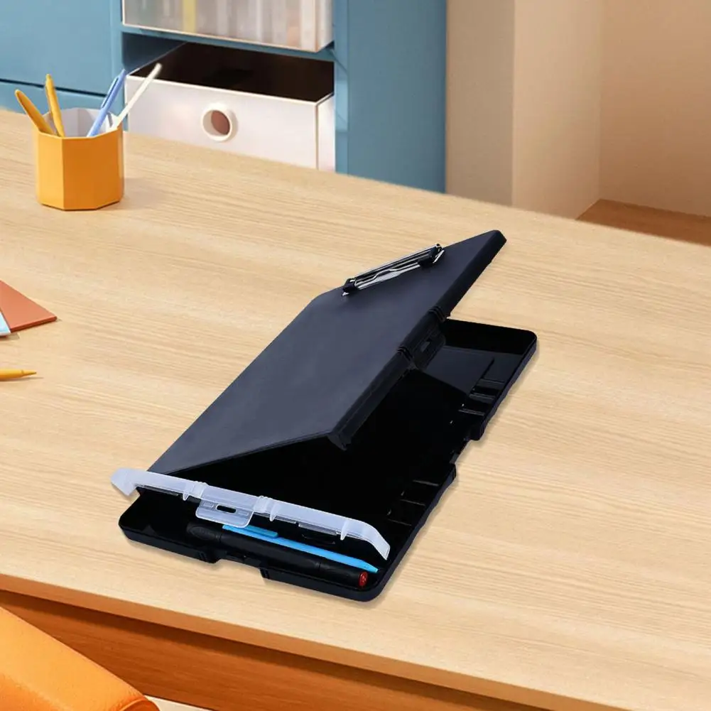 Caja de almacenamiento de archivos 3 en 1, organizador de carpetas de archivos con cerradura, Clips antideslizantes, agujeros colgantes, portapapeles, estuche de lápices, almacenamiento para oficina