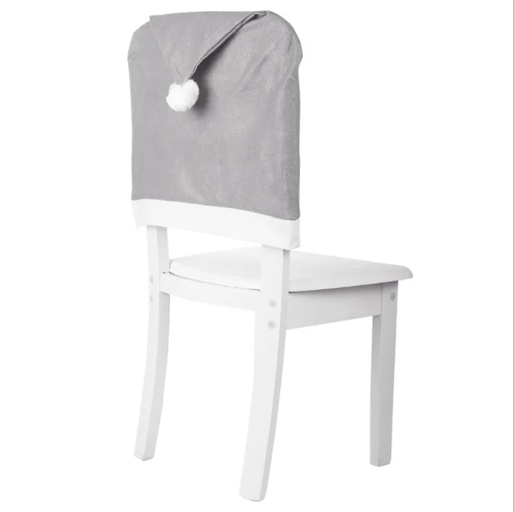 2/4pcs Christmas Decoration Supplies Gray Non-woven Fabric Chair Cover Stool Cover Christmas Chair Cover Large Hat