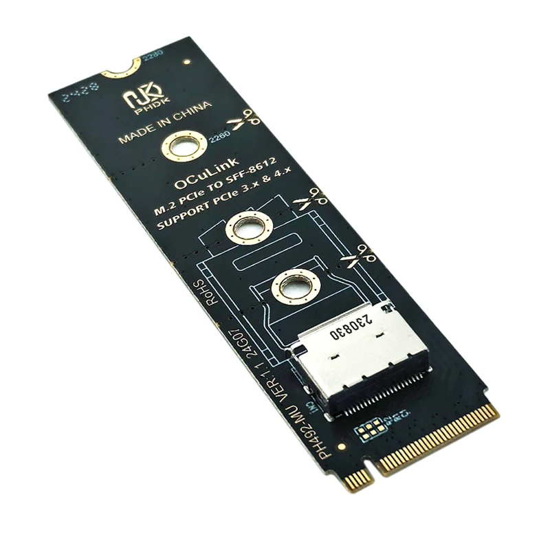 NVME to OCulink Riser Card 2230-2280 M.2 PCIe X4 M Key to SFF-8612 Female Adapter Converter Support PCIe 3.0/4.0 for U.2 U.3 SSD