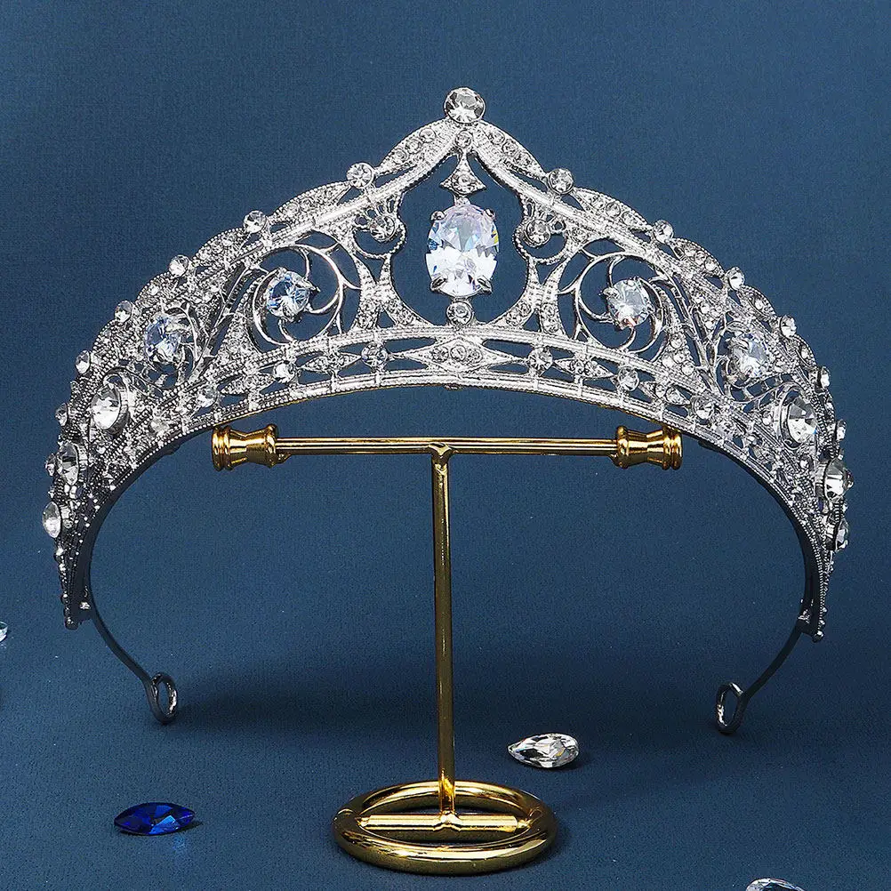 

Элегантная тиара-корона со стразами для невесты, свадебный головной убор, изящная блестящая тиара для женщин на день рождения, вечеринку, банкет