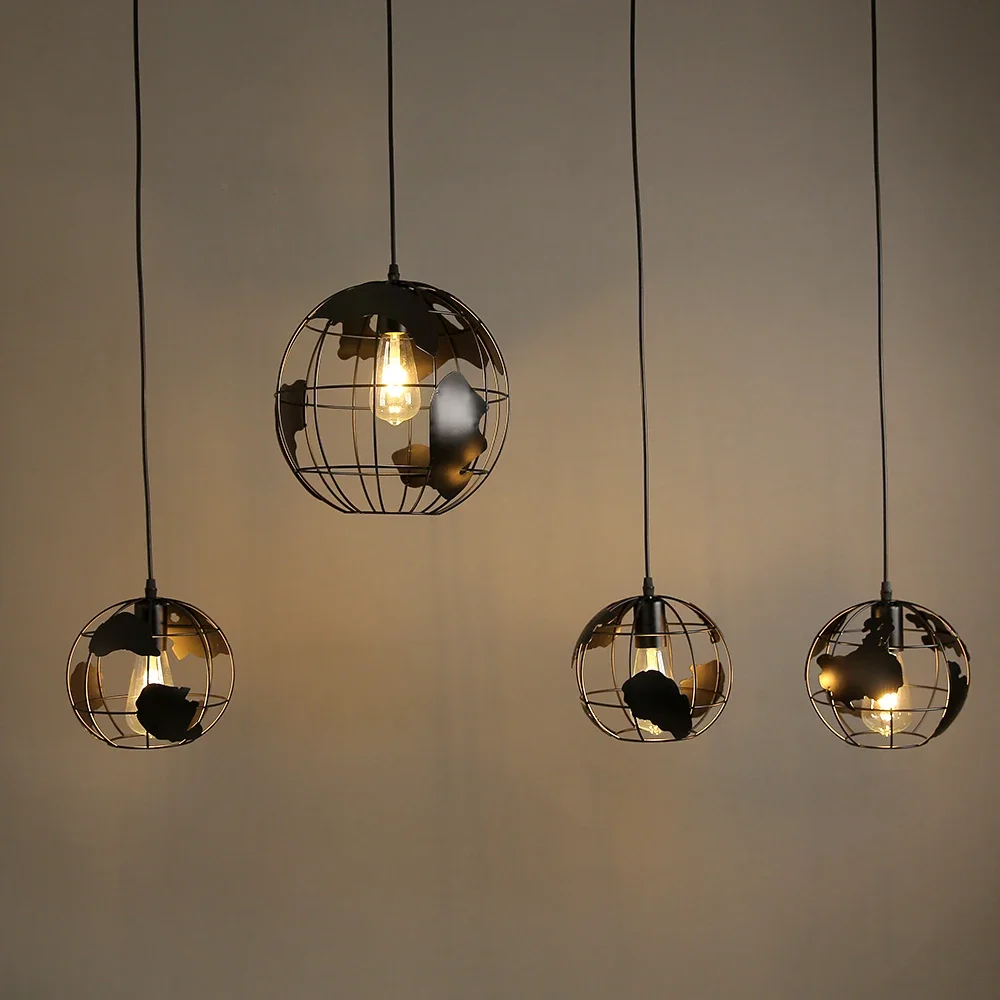 Imagem -05 - Nórdico Moderno Pingente Luzes Globo Retro Luz Pingente Loft Corredor Sala de Estar Decoração Luminárias Metal Industrial Pendurado Lâmpadas