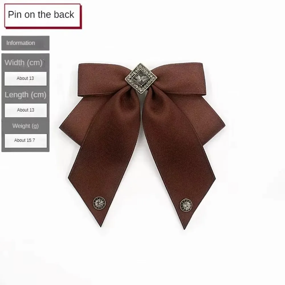 

New Stylish Ribbon Bow Tie Brooch Coffee Color Professional Shirt Unique Accessories Elegant Collar Flower For Girls