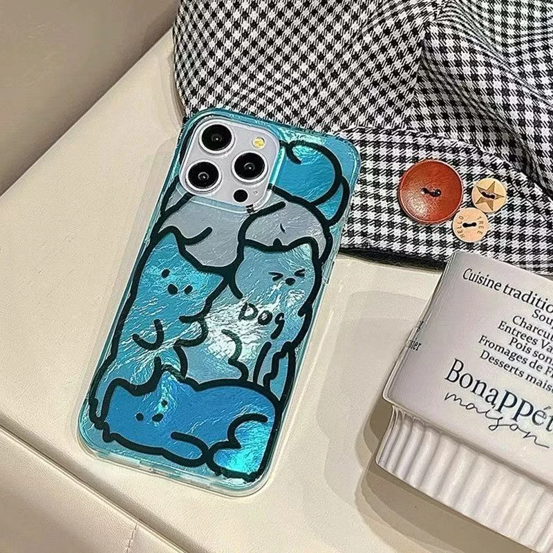 For iPhone 17 16E 16 15 14 13 12 11 Pro Max Case Simple Fashion Cat Dog Pattern Phone Case For iPhone XS Max XR X 7 8 Plus Cover