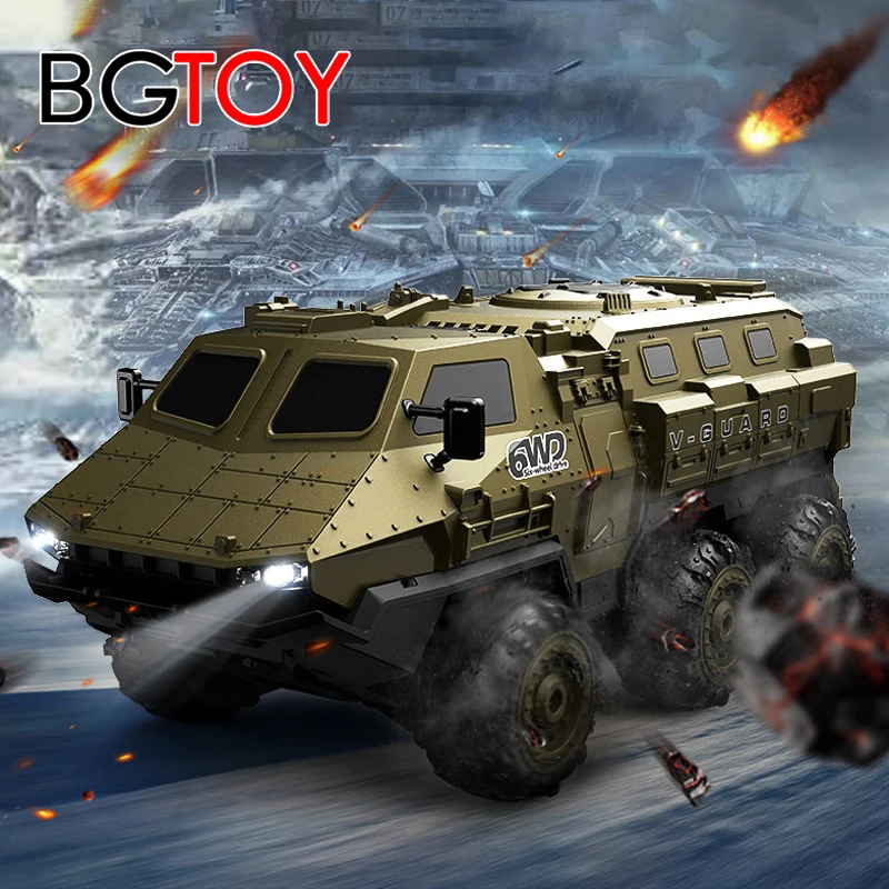 BGTOY 1:16 Armored 6WD RC Car Simulation Military Transport Truck High-speed Climbing 2.4G Remote Control Car For Boy Toys Gifts