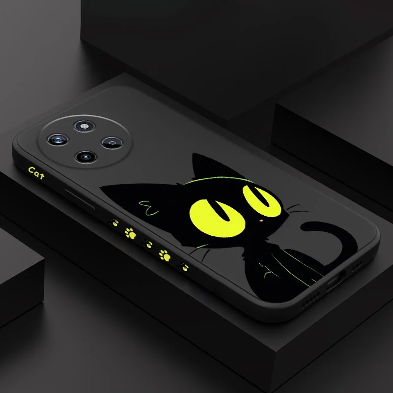 

Fluorescent Cat Phone Case For OPPO Realme 14 13 12 11 10 9 9i 8 8i 7 Pro Plus C35 C21Y C25Y C25 Liquid Silicone Cover