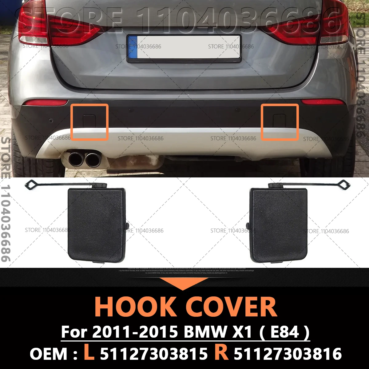 Для BMW X1 (28i 28ix 35ix) (E84) 2011-2015 гг., крышка фаркопа заднего правого бампера 51127303815 51127303816
