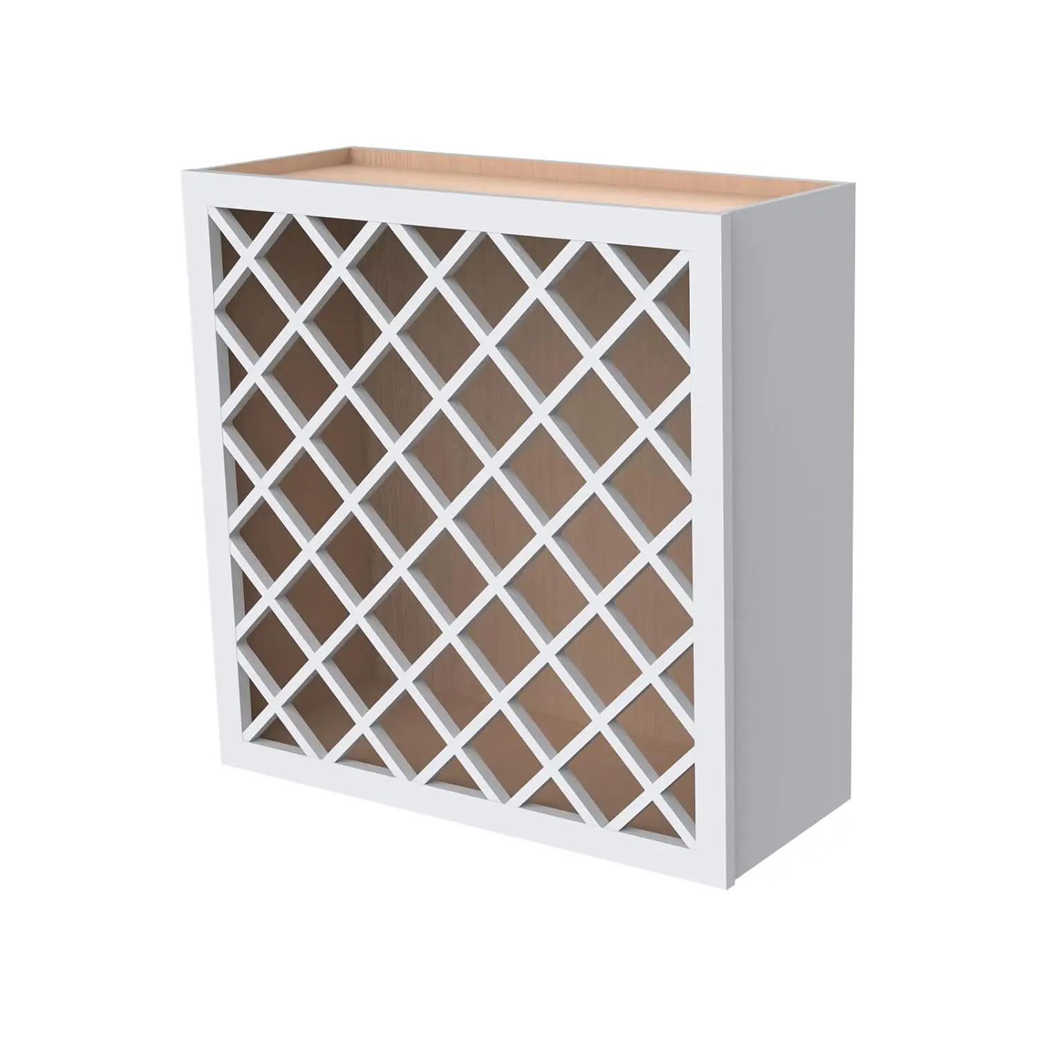 Solid Wood Wine Rack Wall Cabinet Lattice Panels Bottle Holder Bar Pantry Cellar 24x12x30in, Customized