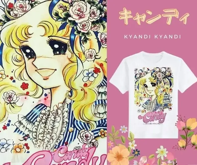 

Kyandi Kyandi Japanese Cartoon Anime white T-shirt.