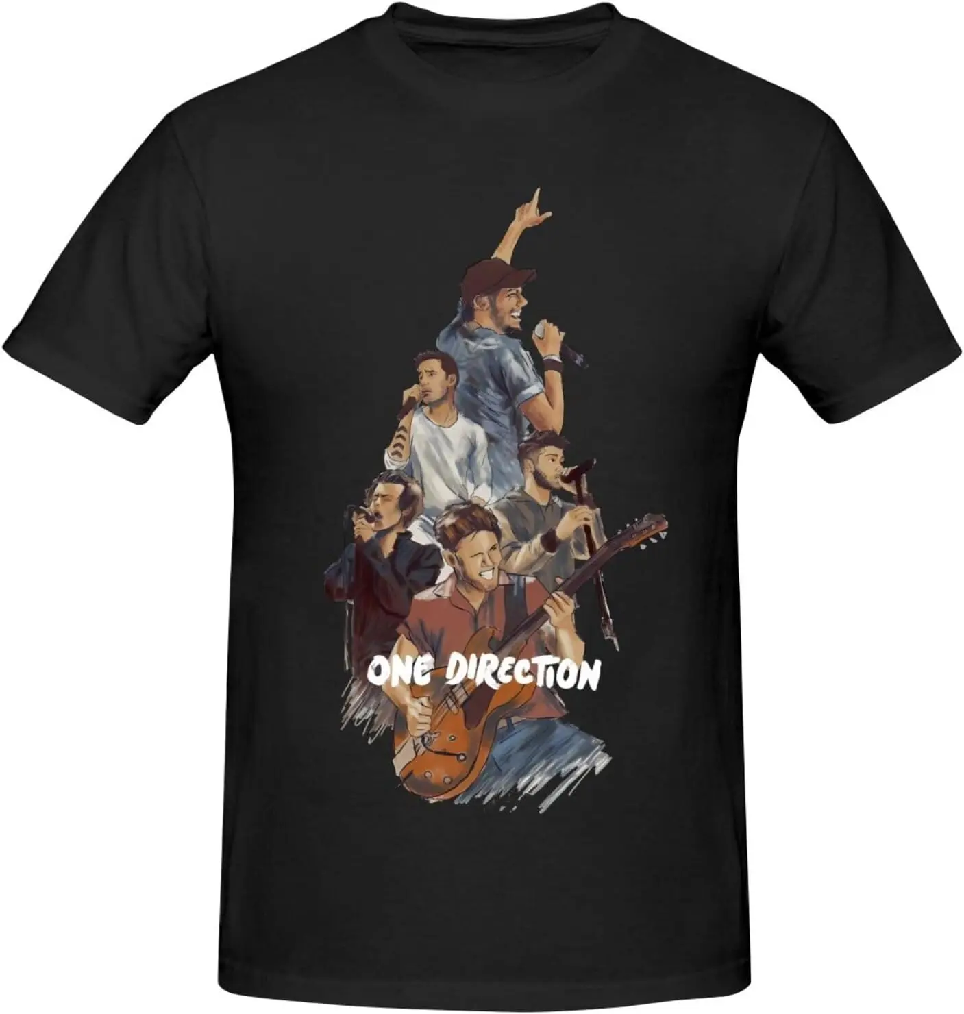 T-shirt da uomo One Music and Direction T-shirt girocollo con grafica casual T-shirt unisex a maniche corte nera