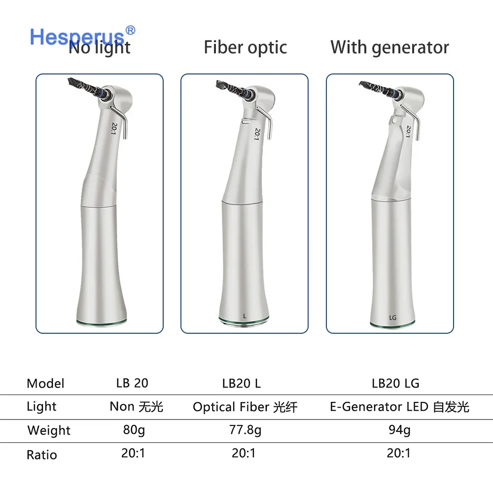 Den tal 20:1 imp lant Led E-generator Contra Angle Push Button Low Speed Handpiece For Den tal imp lant motor WI-75 Style