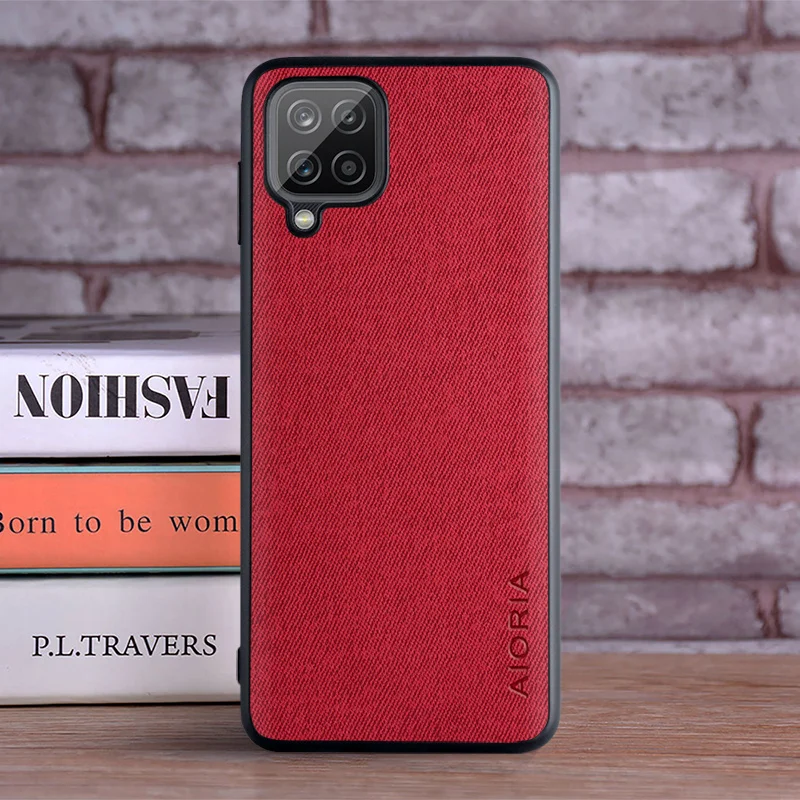 Case for Samsung Galaxy A12 coque Luxury textile Leather skin soft TPU hard phone cover for samsung a12 case funda