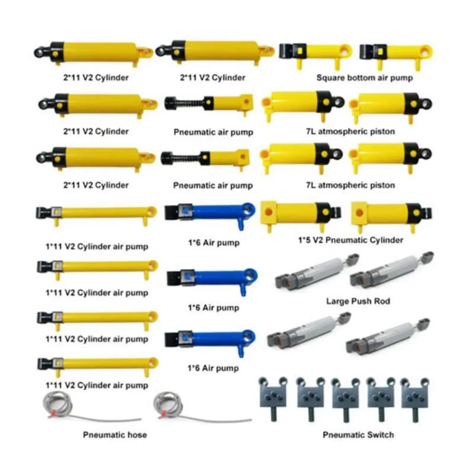 

MOC Pneumatic Parts Kit with Air Pump Hose Piston Compatible with Popular Building Block System