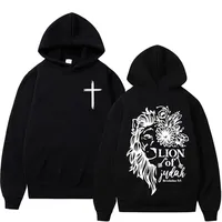 Sudadera con capucha con estampado de Jesús León de Judá para hombres y mujeres, sudadera cristiana estética, jerséis de moda