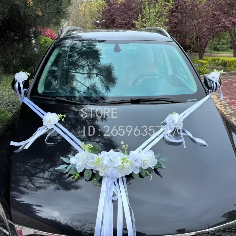New Wedding Car Decoration Set Front Pull Flower Main Wedding Car Simulation Float Decoration Supplies