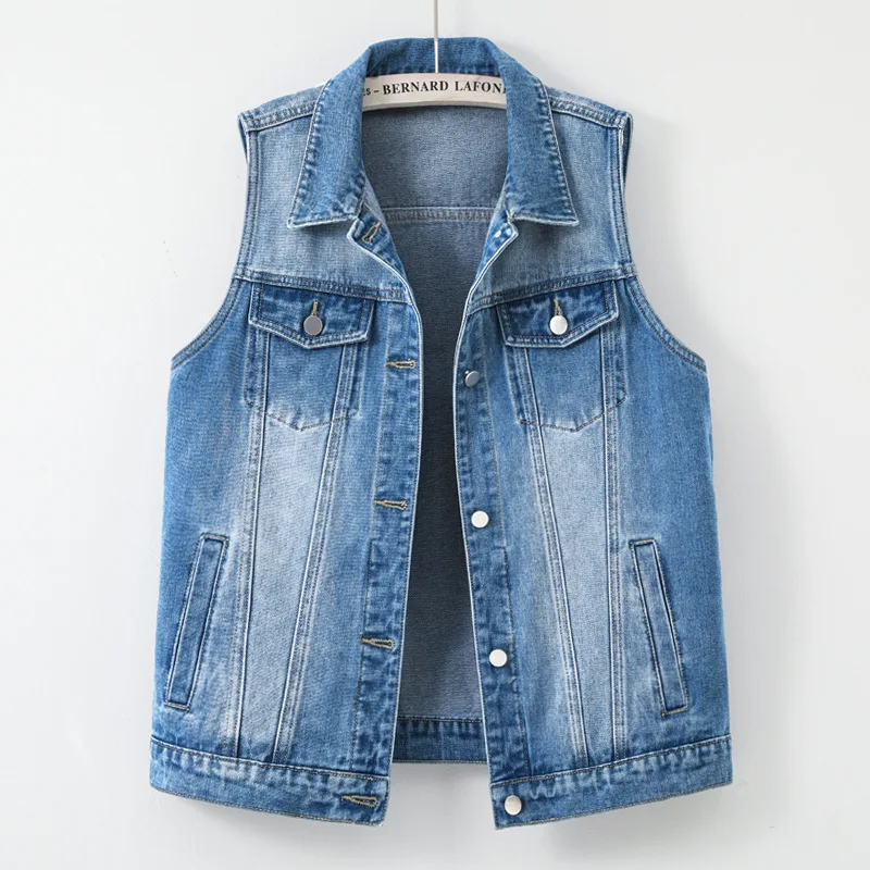 

Niche Design Denim Vest Fashion Solid Loose Denim Jacket for Women