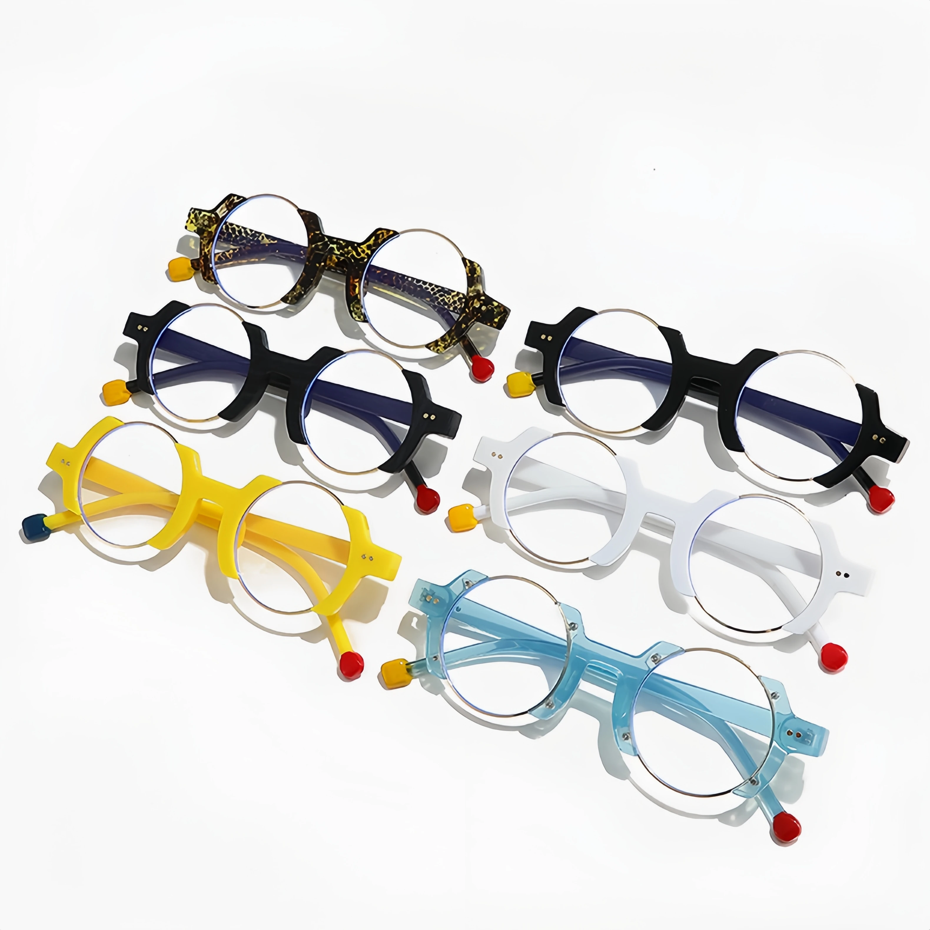 Trendy Hip-Hop Round Irregular Anti-Blue Light Glasses for Men and Women Decorative Glasses Frames