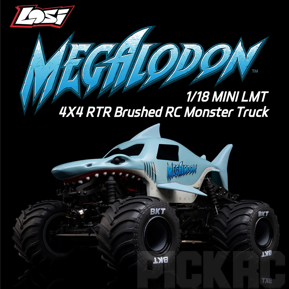 LOSI LMT Megalodon brossé Mini RC Monster Truck 1/18 modèle de voiture télécommandée électrique 4X4 RTR Aldult enfants jouets LOS01026T3