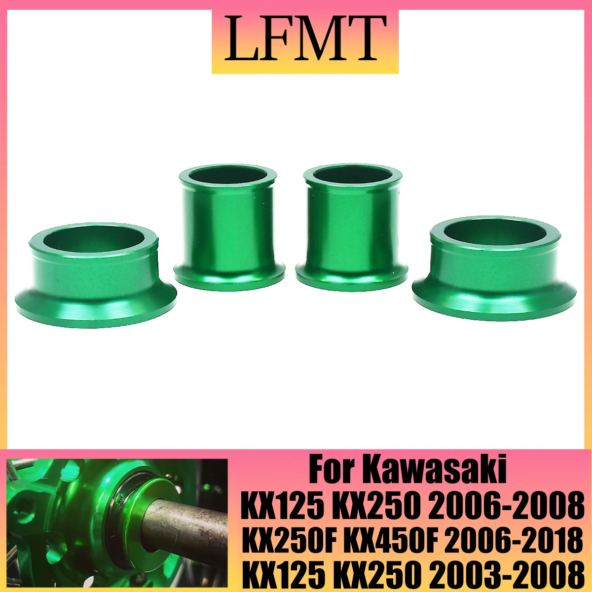 For Kawasaki KX450F KX250F KX125 KX250 KLX450R KXF 250 450 KX 250 250F 450F KLX 450R 2006-2020 CNC Front Rear Wheel Hub Spacer