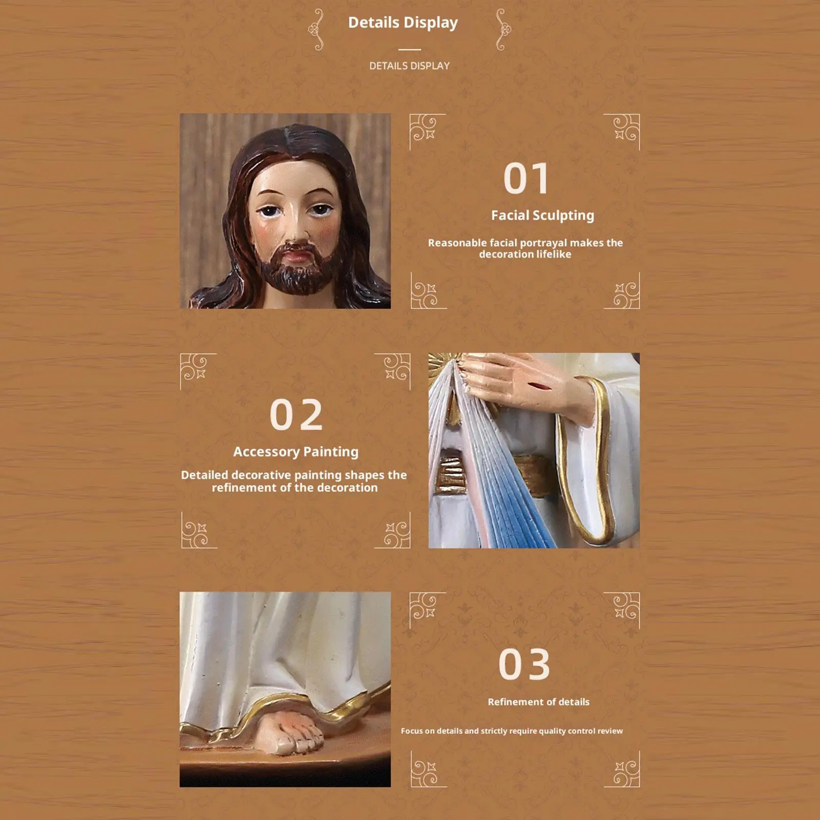 Estatua de Jesús 3D, decoración religiosa clásica sagrada, figuritas de escritorio de Jesús para fiestas de cumpleaños de Acción de Gracias, oficinas, vida en casa