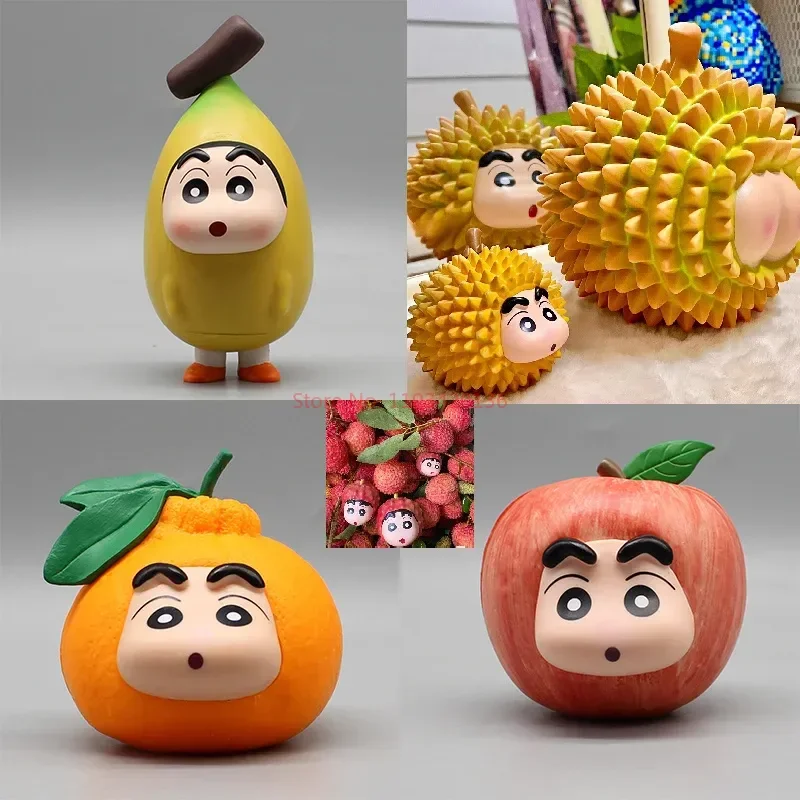 

Crayon Shin-Chan фруктовая Серия Модель личи оранжевый дуриан банан милый мультяшный креативный ручной работы автомобиль настольные украшения игрушки