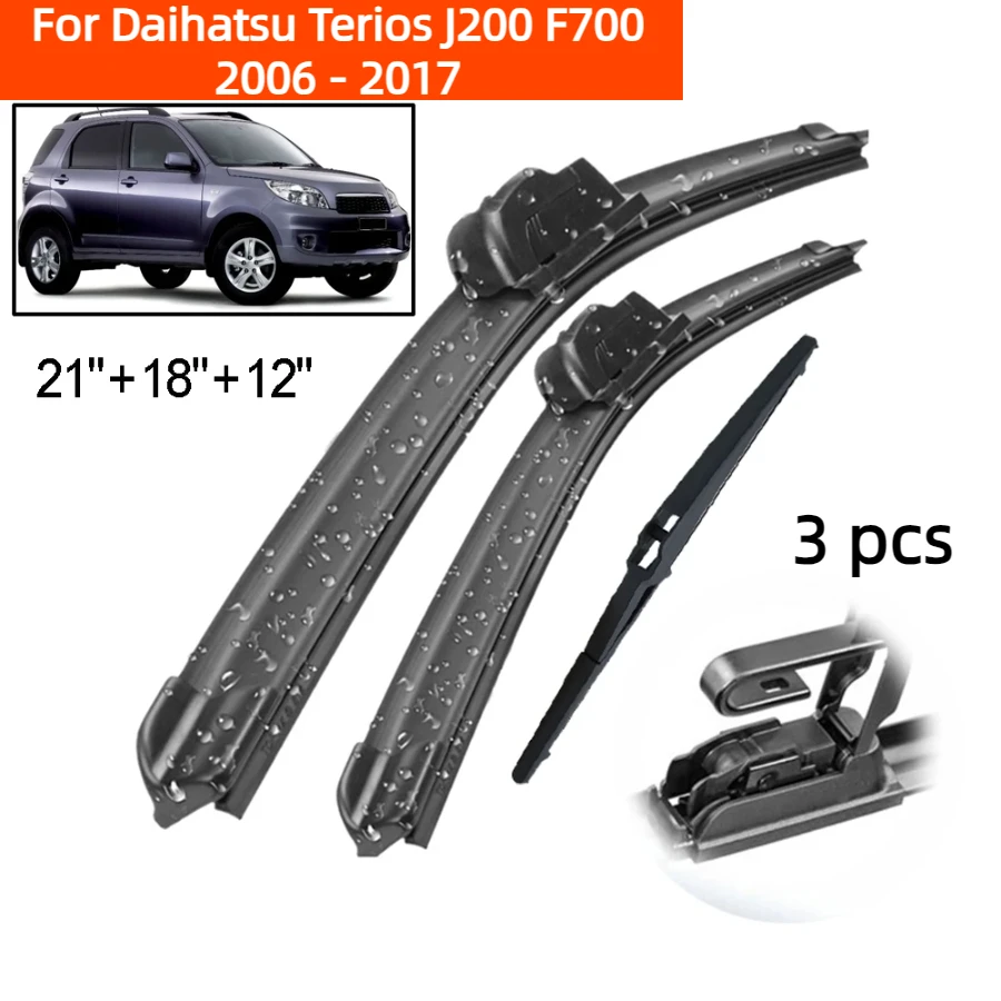 ZHANGU Wiper Front & Rear Wiper Blades Set Kit For Daihatsu Terios J200 F700 2006 - 2017 Windshield Windscreen Window 21