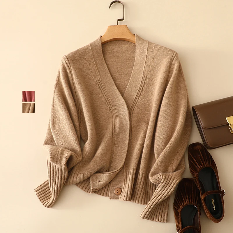 

aliaga winter new arrival thick luxury 100% cashmere cardigan outerwear for women