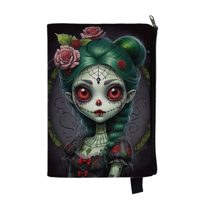 Horror Nightmare Zombie Girl Print Cosmetic Case Dark Gothic Women Makeup Organizer Napkin Storage Pouch Ladies Toiletries Bag