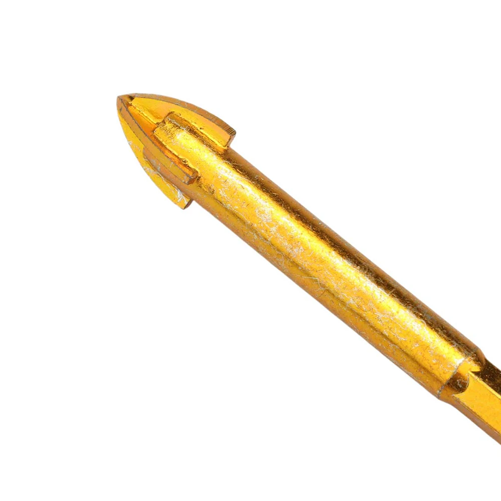 Gold Cross Alloy Drill 6.35mm Hexagonal Handle Ceramic Wall Glass Vitrified Brick Plastic Wood Multi functional Alloy Drill Bit