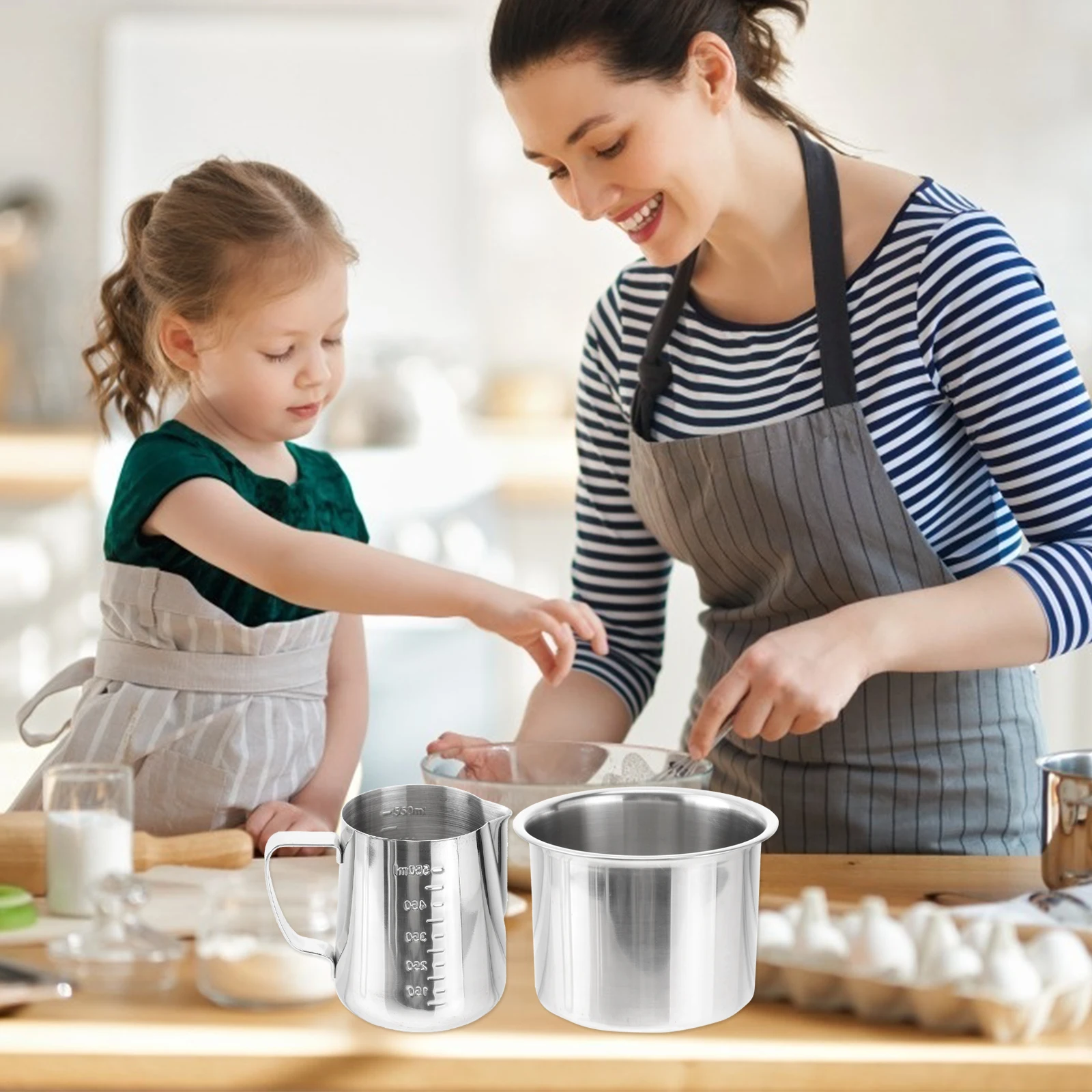 

1 set 1 Set Lightweight Durable Pot Long Handle Heat Resistant Chocolate Wax Butter Melting Container For Home Kitchen Portable