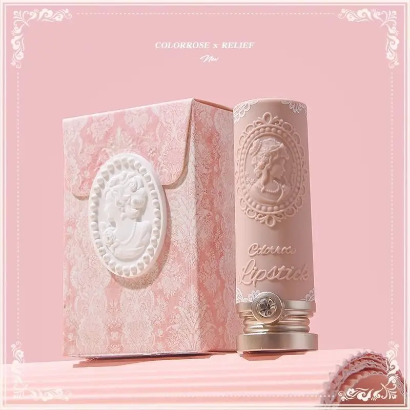 Colorrose batom em relevo nicho marca leite chá batom camafeu marrom fosco hidratante paridade maquiagem clássica beleza ocidental