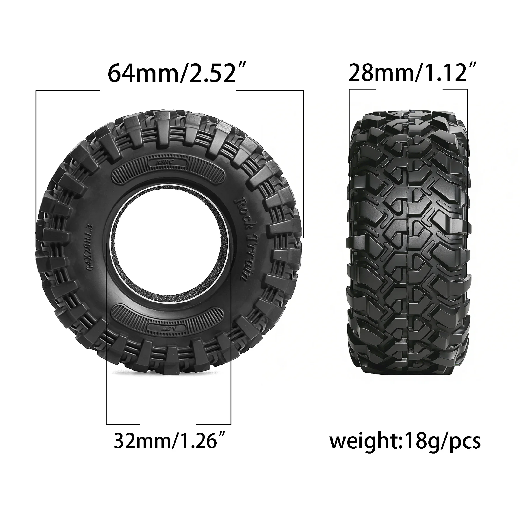 1.3in Crawler Tires Soft Sticky Rubber Tyre for 1/18 1/24 Scale RC Car Axial SCX24 FCX24 TRX4M FCX18 Enduro24 Upgrade Parts