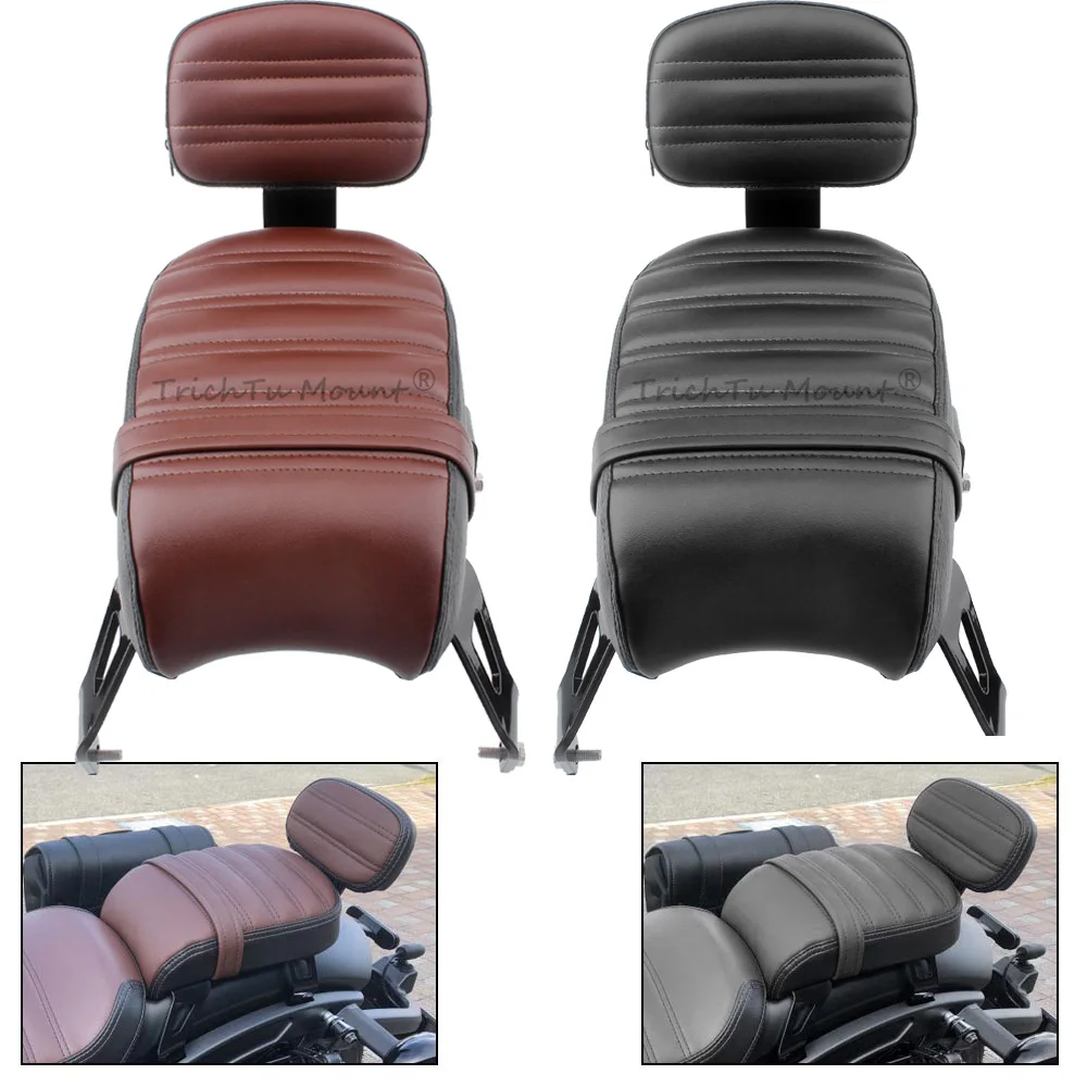 Seat Passenger With Backrest Bracket Seat For Indian Scout Rogue/Sixty Bobber/Twenty/Sixty 2018-2024 High Quality Black/ Brown