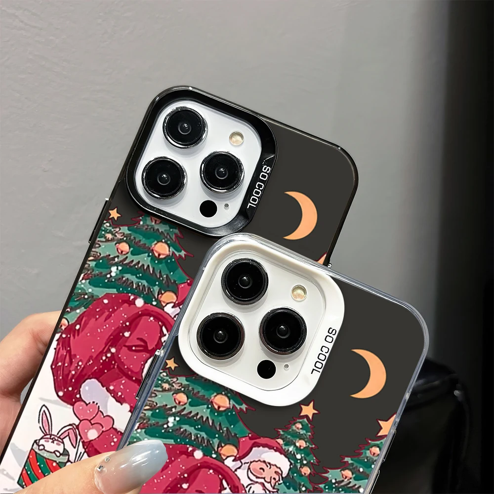 Santa Claus Christmas Fashion Cartoon Phone Case for iPhone 16 12 13 14 15 11 Max Pro Plus Laser IMD Color Shell image 4