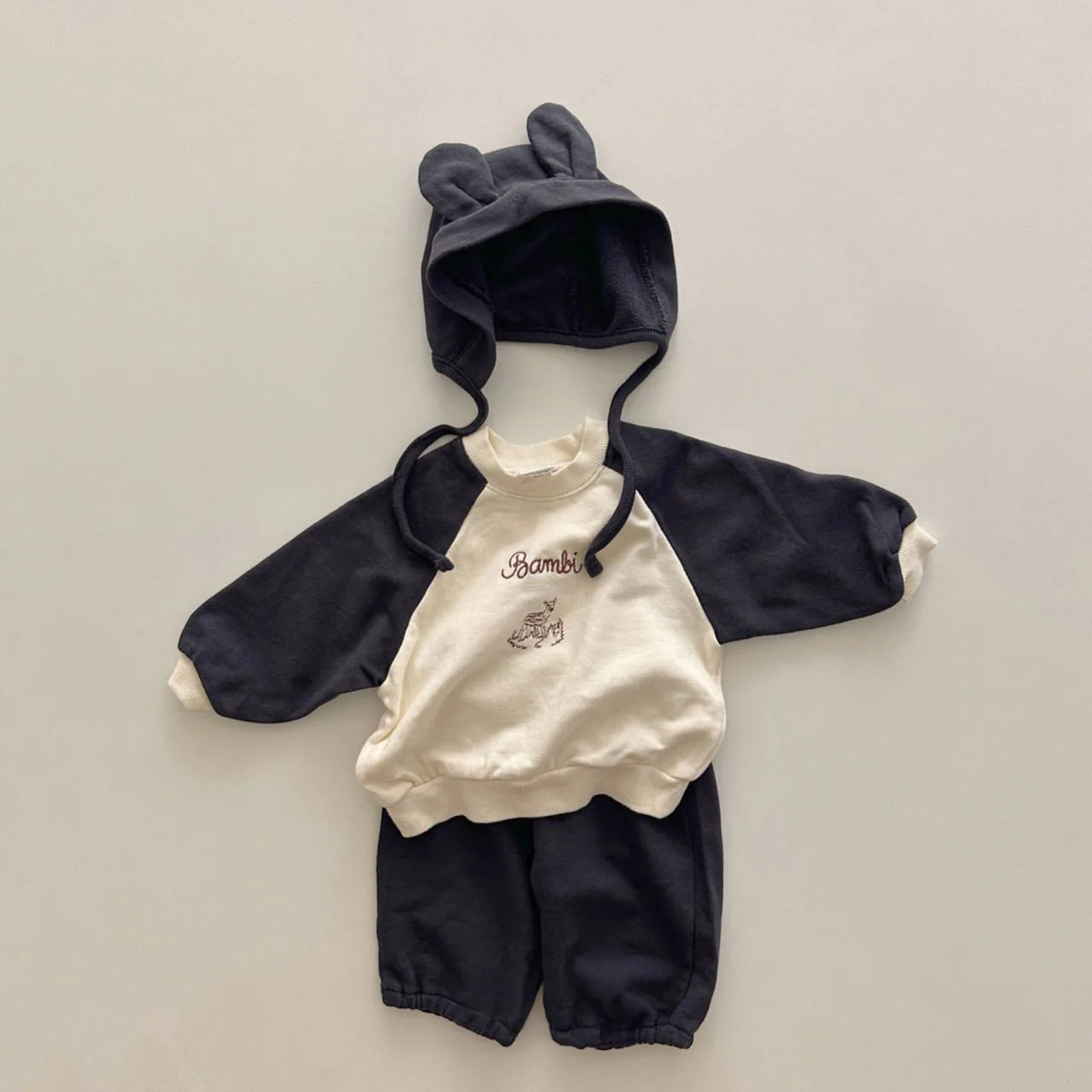 2023 Autumn Baby's Sets With Hat 3 Pcs Cute Embroidery Deer Baby Long Sleeve T-shirt Pant Hat Set Korean Baby Clothes 0-24Months