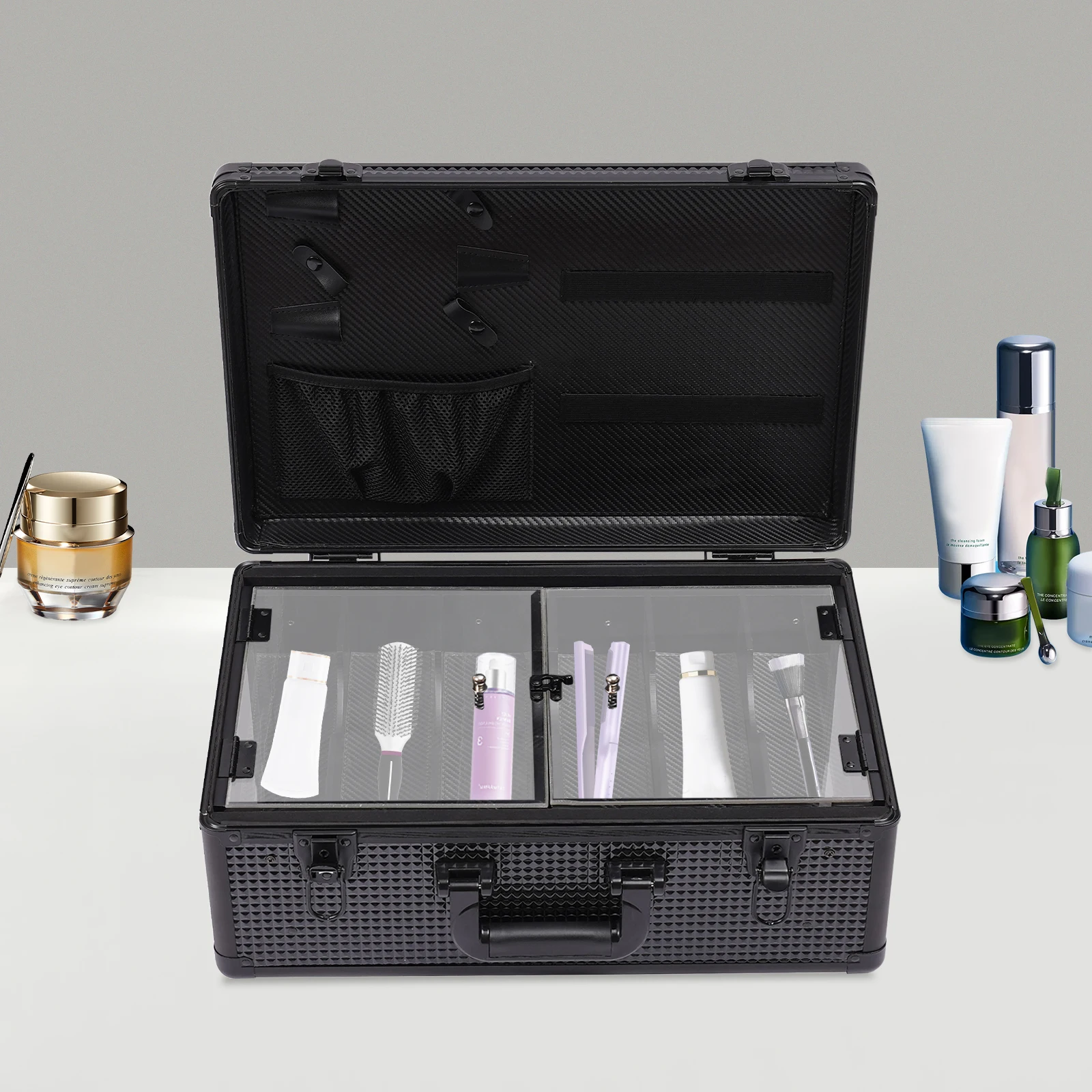 

Большой портативный кейс для косметики и инструментов, дорожный набор для ухода, сумка для парикмахерских принадлежностей, профессиональный прочный чехол для барбера