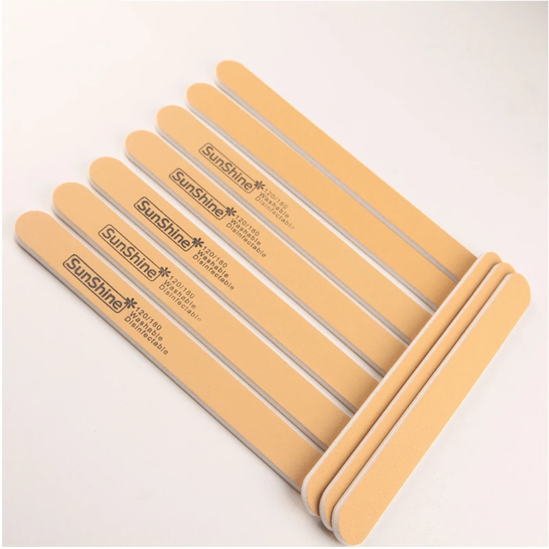 SunShine 25pcs Professional ไม้เล็บแฟ้ม Emery BOARD หนา 120/180 กรวดสําหรับ UV GEL เล็บ Sanding Care เครื่องมือ