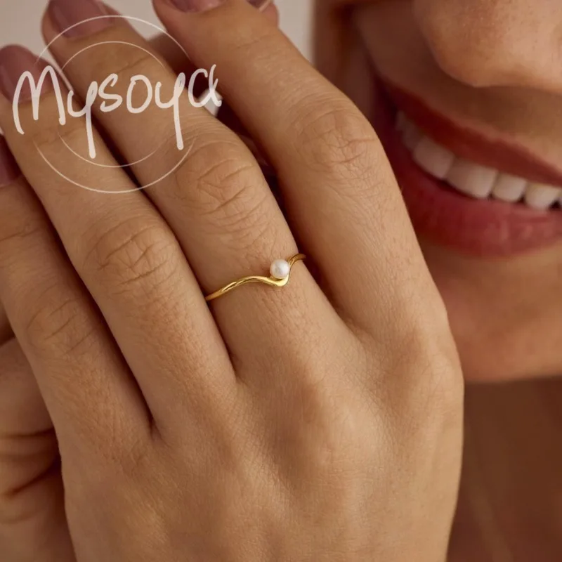 

Кольцо MYSOYA с белым пресноводным жемчугом 4-5 мм с подарочной коробкой для нее/его дня рождения/свадьбы/Рождества/нового года/подарок на юбилей