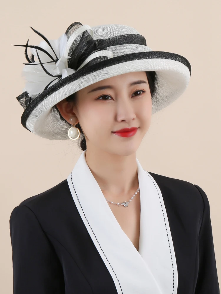 

Летняя шляпа Ele для женщин, пляжная шляпа с широкими полями, солнечная моющаяся танцевальная кепка Briti, льняная подарочная шляпа, наряд Sli A...