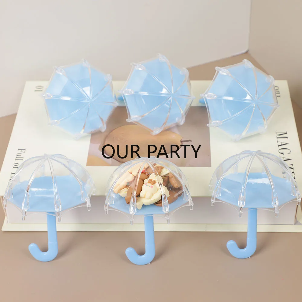 6/12Pcs Mini Umbrella Shape Plastic Candy Box Transparent Gift Packing Boxes for Kids Birthday Baby Shower Wedding Party Decor