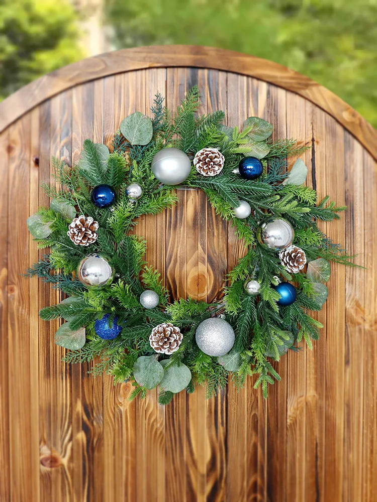 20 Inch Christmas Wreath for Christmas Decor Xmas Wreath with Pine Needles Pine Cone for Holiday Party Farmhouse Decorations