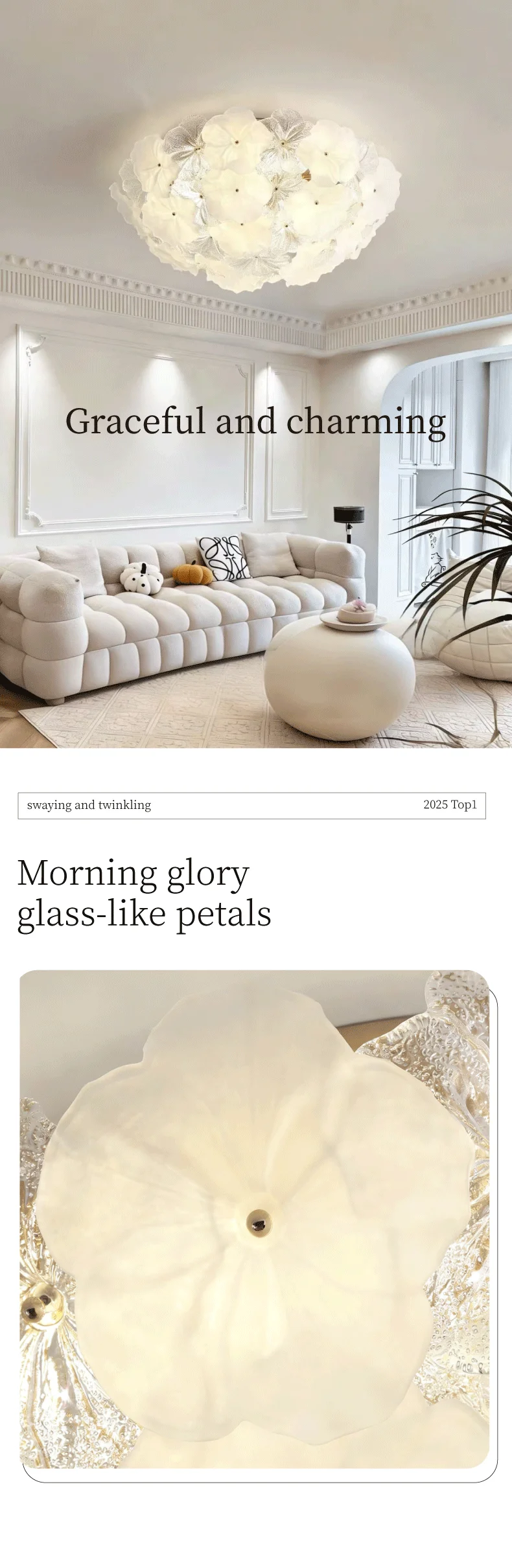 Flower Glass LED Ceiling Lights Living Room Home Pendant