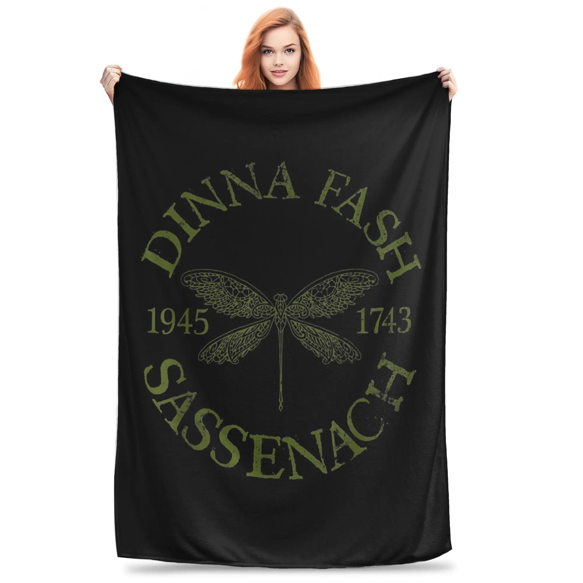 Dinna Fash Sassenach Dragonfly Outlander Green Design Blanket Soft Warm Flannel Throw Blanket Plush for Bed Picnic Travel Home