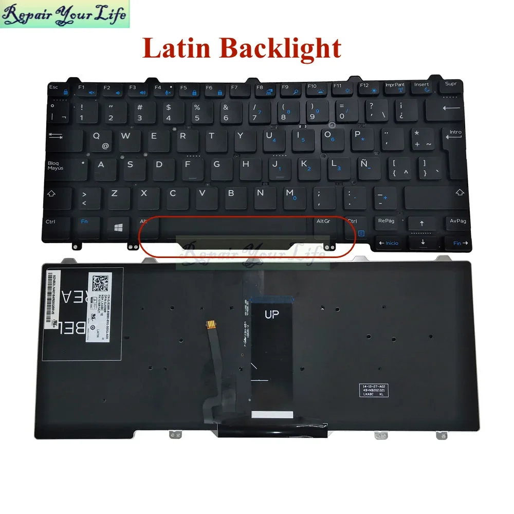 LA Latin Spain Backlight Keyboard for Dell Latitude 5480 7350 3350 3340 5495 7480 7490 E5450 E5470 0J53MR J53MR PK1316R1A21