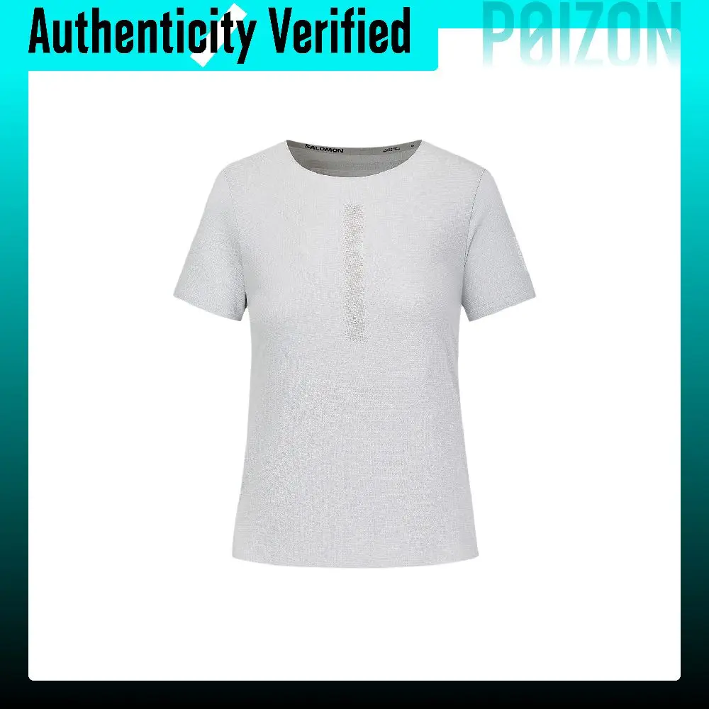SALOMON Running T-Shirts Women's Glacier Gray Crew Neck Moderate LC3083500