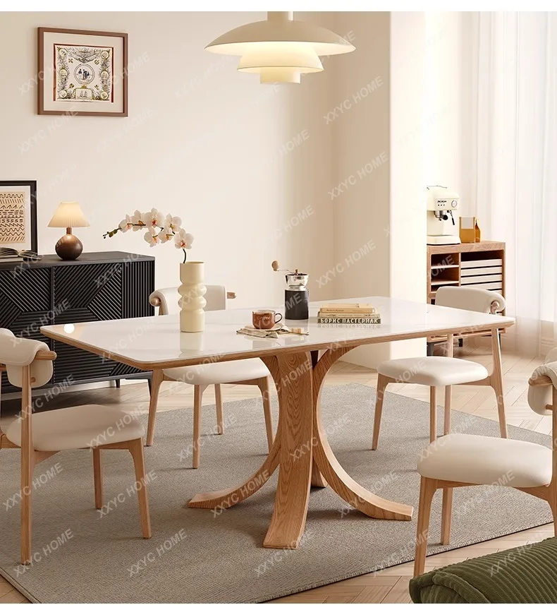 

solid wood rock slab dining table and chair combination home modern simple oil matte