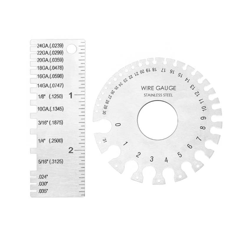 

Thickness Measuring Gauge Scale Stainless Steel Round Diameter Gage Tool Fit for Nonferrous Wire Metal Measurer Tool 2x