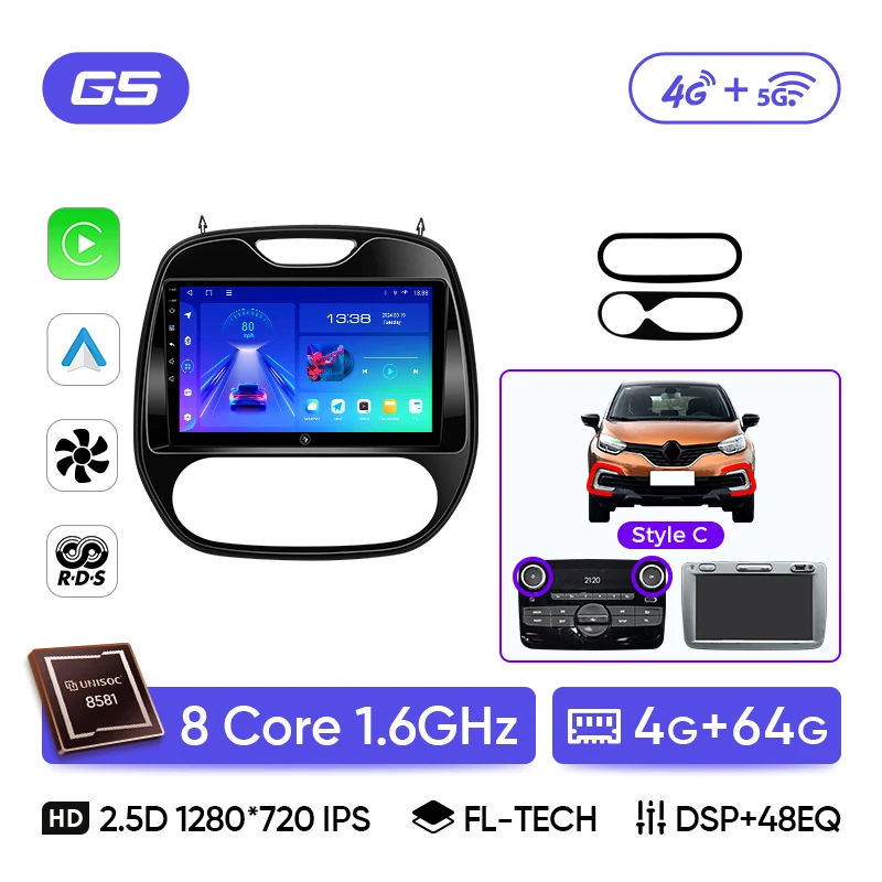 Ainavi Autoradio Voor Renault Captur Kaptur Clio 2014 2015 2016 2017 2018 2019 Samsung QM3 Draadloze Carplay Android Auto 2 Din