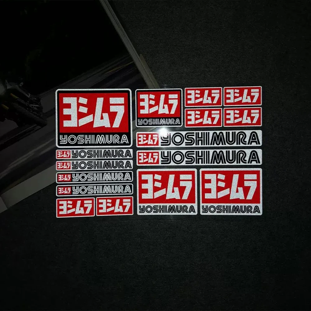 Motorcycle Exhaust Stickers JDM Japanese Style Reflective Vinyl Decals for Yoshimura Muffler Fairing Tank Scooter Accessories